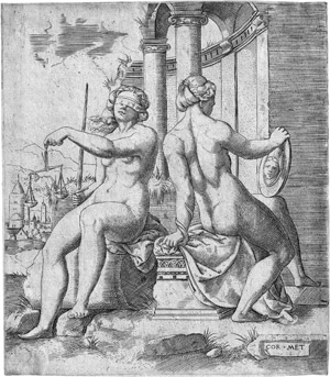 Lot 5137, Auction  114, Massys, Cornelis, Justitia und Prudentia vor einer antiken Ruine thronend