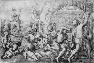 Lot 5159, Auction  114, Podestà, Giovanni Andrea, Bacchanal mit Altar, Faun und Silenus