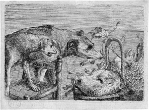 Lot 5191, Auction  114, Snyders, Frans - nach, Zwei Hunde mit einem Kalbskopf in einem Korb mit Früchten