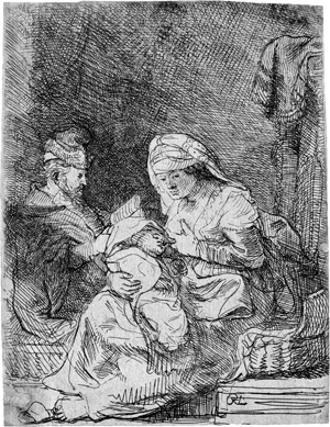 Lot 5389, Auction  114, Rembrandt Harmensz. van Rijn, Die Heilige Familie, Maria das Kind säugend 
