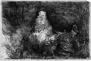 Lot 5394, Auction  114, Rembrandt Harmensz. van Rijn, Die Flucht nach Ägypten: Übergang über einen Bach