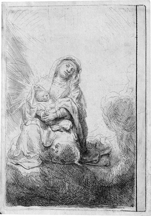 Lot 5396, Auction  114, Rembrandt Harmensz. van Rijn, Maria mit dem Christuskind in den Wolken