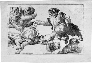 Lot 5512, Auction  114, Tiepolo, Giovanni Domenico, Studienblatt mit Zwergen und Hunden