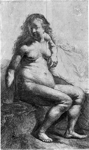 Lot 5819, Auction  114, Rembrandt Harmensz. van Rijn, Nackte Frau auf einem Erdhügel sitzend