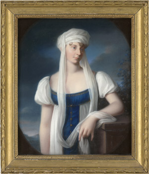 Lot 6035, Auction  114, Schröder, Johann Heinrich, Königin Luise von Preußen im blau-weißen Chemisenkleid mit weißem Turban