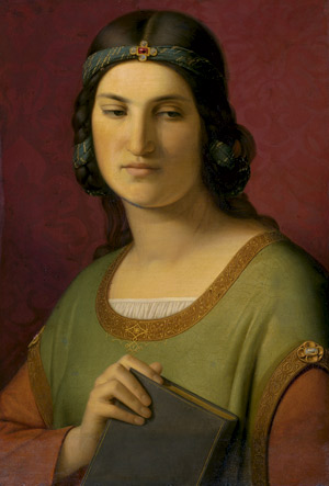 Lot 6079, Auction  114, Feuerbach, Anselm - Umkreis, Bildnis einer jungen Italienerin im Renaissancekleid, ein Buch haltend