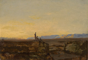 Lot 6080, Auction  114, Eustache, Charles François, Ägyptische Landschaft mit Personen auf einer Felsklippe im Sonnenuntergang