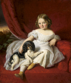 Lot 6085, Auction  114, Österreichisch, 1849. Mädchen mit ihrem Schoßhündchen