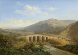 Lot 6111, Auction  114, Vigne, Edouard de, Apennin-Landschaft mit einer Steinbrücke über einem Fluss