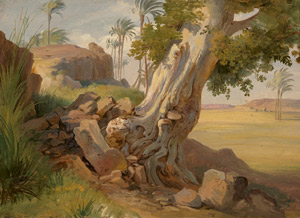 Lot 6121, Auction  114, Blaas, Carl von, Süditalienische Landschaft mit verwittertem Olivenbaum und Palmen