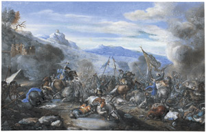 Lot 6402, Auction  114, Deutsch, um 1660. Reitergefecht zwischen Christen und Türken, Schlachtengetümmel
