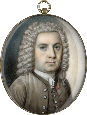 Lot 6404, Auction  114, Englisch, um 1755/1760. Bildnis eines jungen Mannes in hellbrauner Jacke und Weste mit geknoteter weißer Halsbinde