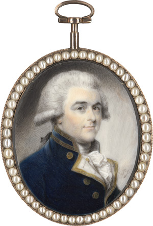 Lot 6409, Auction  114, Jean, Philip, Bildnis eines jungen Offiziers in blauer Jacke mit goldgeränderten Kragen und Revers