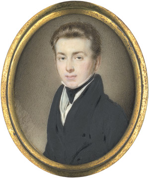 Lot 6423, Auction  114, Patten Jr., William, Bildnis eines jungen Mannes in schwarzer Jacke und weißer Weste mit schwarzer Halsbinde
