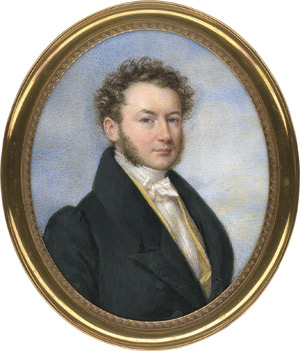 Lot 6446, Auction  114, Berny d'Ouville, Charles Antoine Claude, Bildnis eines jungen Mannes in dunkelgrauer Jacke mit gelber Weste