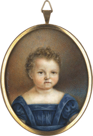 Lot 6468, Auction  114, Loosdregt, C., um 1830/1840. Bildnis eines Kindes in blauem Gewand mit kurzen Puffärmeln 