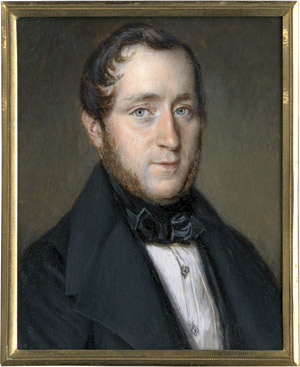 Lot 6472, Auction  114, Österreichisch-Ungarisch, um 1830/1840. Bildnis eines Mannes in dunkelgrauer Jacke mit schwarzer Seidenhalsbinde