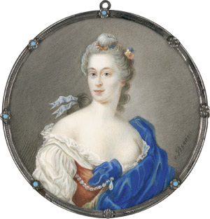 Lot 6479, Auction  114, Deutsch, Bildnis einer jungen Frau mit blauem Umhang