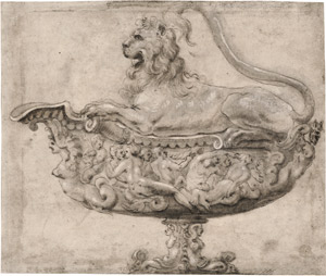 Lot 6538, Auction  114, Italienisch, 16. Jh. Entwurf für eine Sauciere mit einem Löwen und Meerwesen