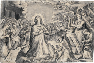 Lot 6548, Auction  114, Deutsch, um 1600. Die Jungfrau Maria von einem Engelschor umgeben