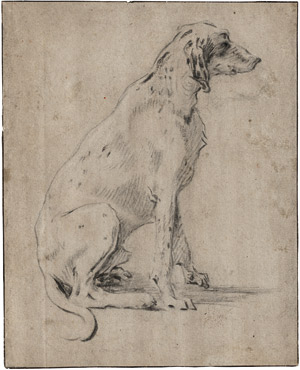 Lot 6560, Auction  114, Niederländisch, 17. Jh. . Sitzender MIschlingshund