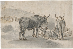 Lot 6568, Auction  114, Velde, Adriaen van de, Südliche Landschaft mit rastenden Kühen