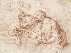 Lot 6593, Auction  114, Italienisch, Frühes 18. Jh. Die reuige Maria Magdalena mit einer weiblichen Heiligen