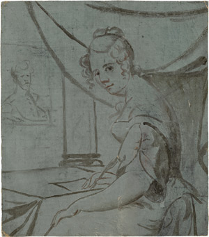 Lot 6630, Auction  114, Tischbein, Johann Heinrich Wilhelm, Studie einer jungen Frau am Schreibtisch beim Verfassen eines Briefes