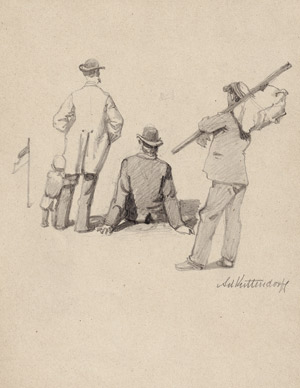 Lot 6667, Auction  114, Kittendorf, Johan Adolph, Drei Männer mit kleinem Knaben blicken in die Ferne