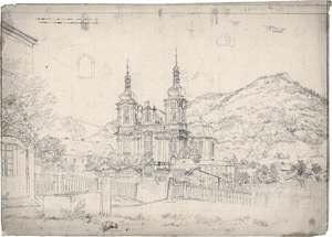 Lot 6693, Auction  114, Piepenhagen, August Friedrich, Blick auf die Wallfahrtskirche Haindorf (Hejnice) in Nordböhmen