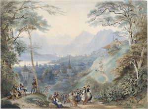 Lot 6703, Auction  114, Goebel, Carl, Blick über Luzern auf den Vierwaldstättersee