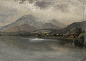 Lot 6704, Auction  114, Österreichisch, 19. Jh. Gewitterwolken über einem See im Salzkammergut