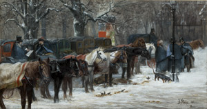 Lot 6732, Auction  114, Stöcke, Alfred, Winterliche Szene mit Droschken im Berliner Tiergarten