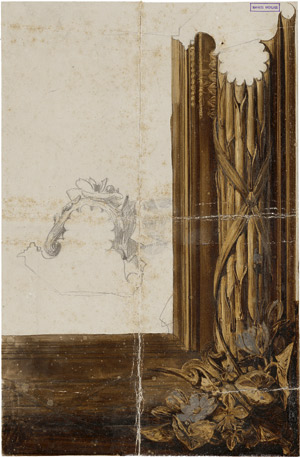 Lot 6734, Auction  114, Makart, Hans, Entwurf für einen Bilderrahmen mit floralem Eckornament