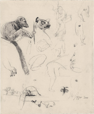 Lot 6752, Auction  114, Geyger, Ernst Moritz, Studienblatt mit Lemuren