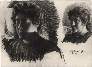 Lot 6758, Auction  114, Lemmen, Georges, Studienblatt mit den Porträts einer Frau und eines jungen Mannes