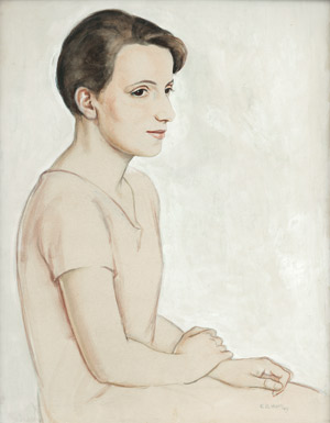 Lot 6789, Auction  114, Humer, Leo Sebastian, Porträt einer jungen Frau vor weißem Grund