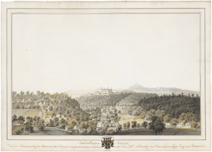 Lot 6830, Auction  114, Österreich, um 1800. Das Maidelberger Schloss von der Kunzendorfer Comercial Strasse aufgenommen
