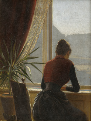 Lot 7128, Auction  114, Berth, Hjalmar, Sitzende Frau am Fenster, auf Christiansborg schauend 