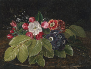 Lot 7338, Auction  114, Libert, Betzy Marie Petrea, Kleiner Blumenstrauß mit Anemone und Vergissmeinnicht