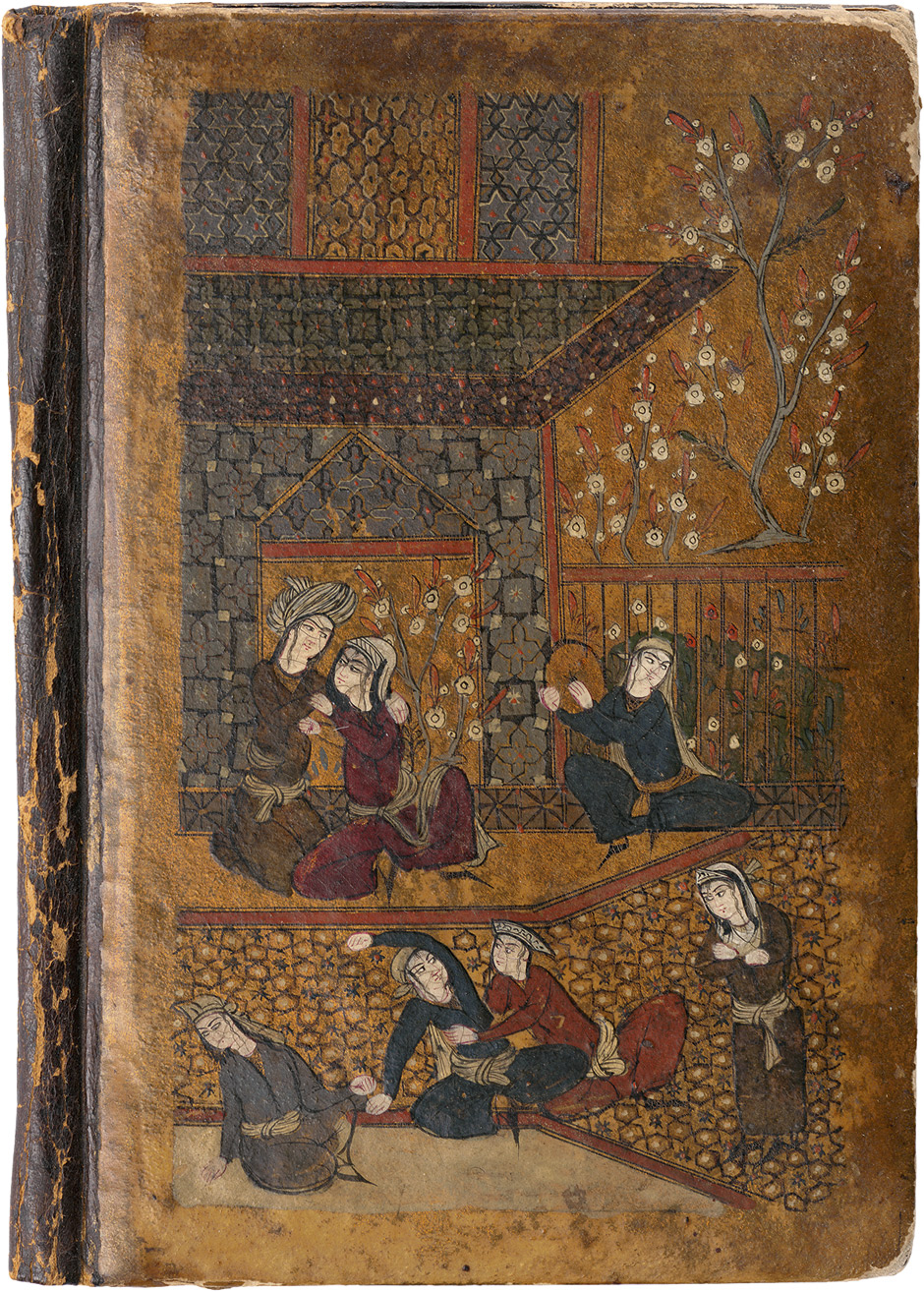 Lot 1017, Auction  115, Persischer Bucheinband, mit Malereien auf Goldgrund