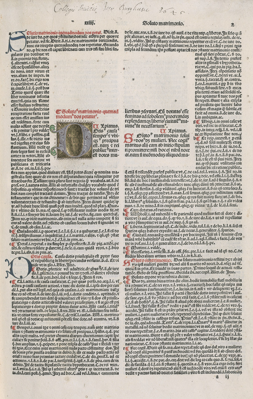 Lot 1089, Auction  115, Corpus iuris civilis, Infortiatum de Tortis. - Digestum vetus de Tortis