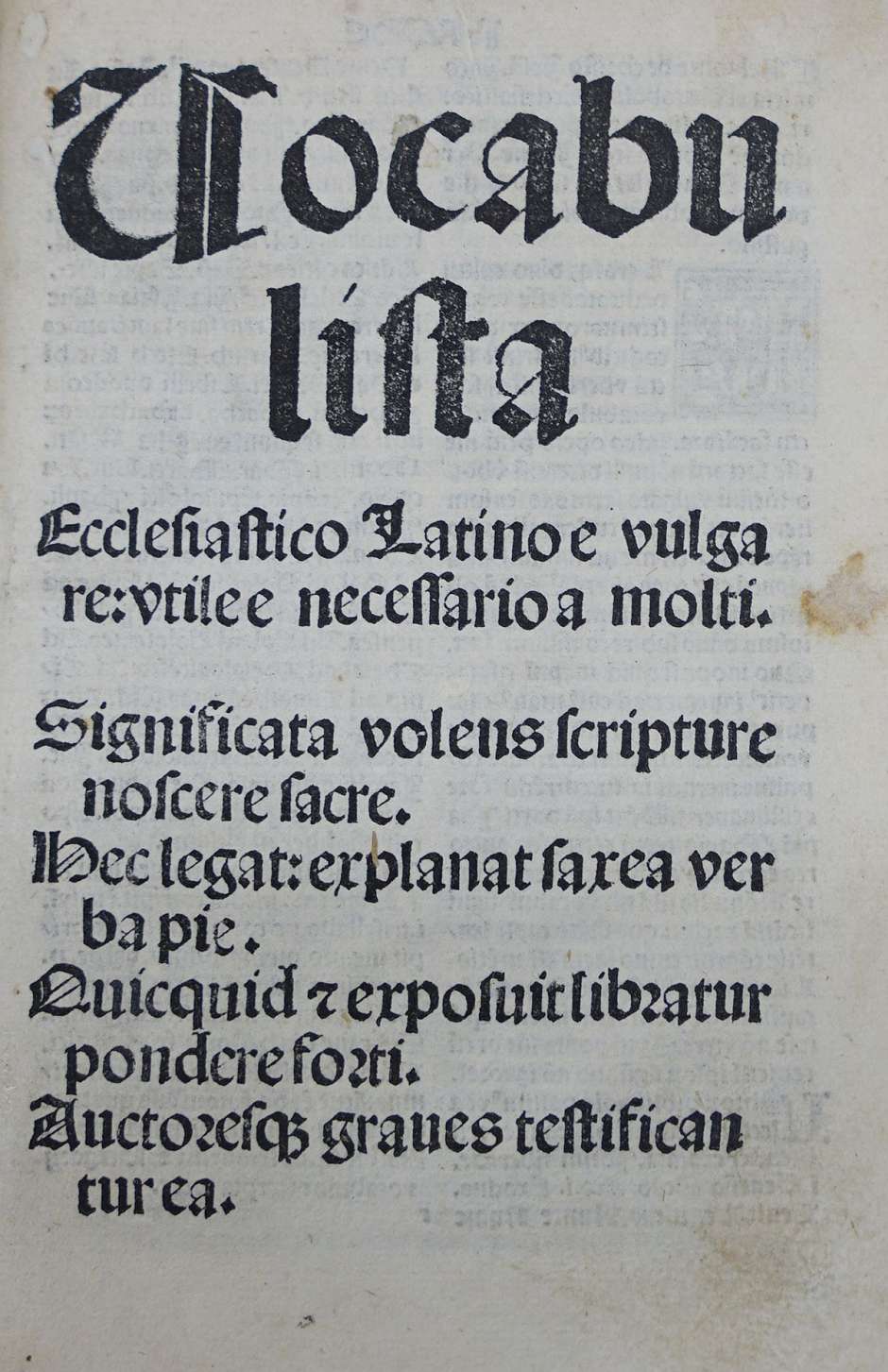 Lot 1109, Auction  115, Forte, Giovanni Bernardo, Vocabulista ecclesiastico latino e vulgare