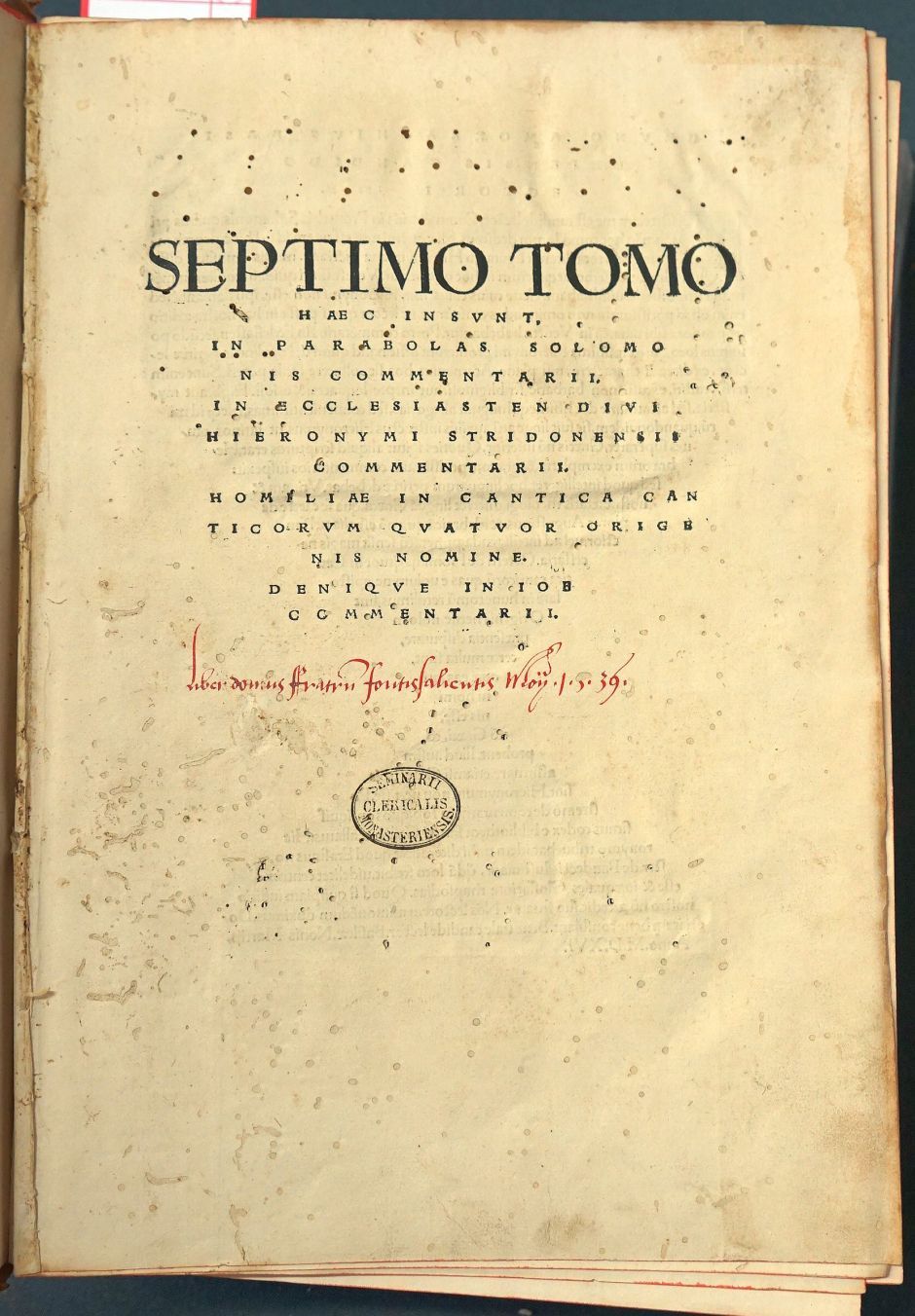 Lot 1125, Auction  115, Hieronymus, Sophronius Eusebius, Septimo Tomo, Octavus Tomus [et] Tomus Nonus [et] Appendici
