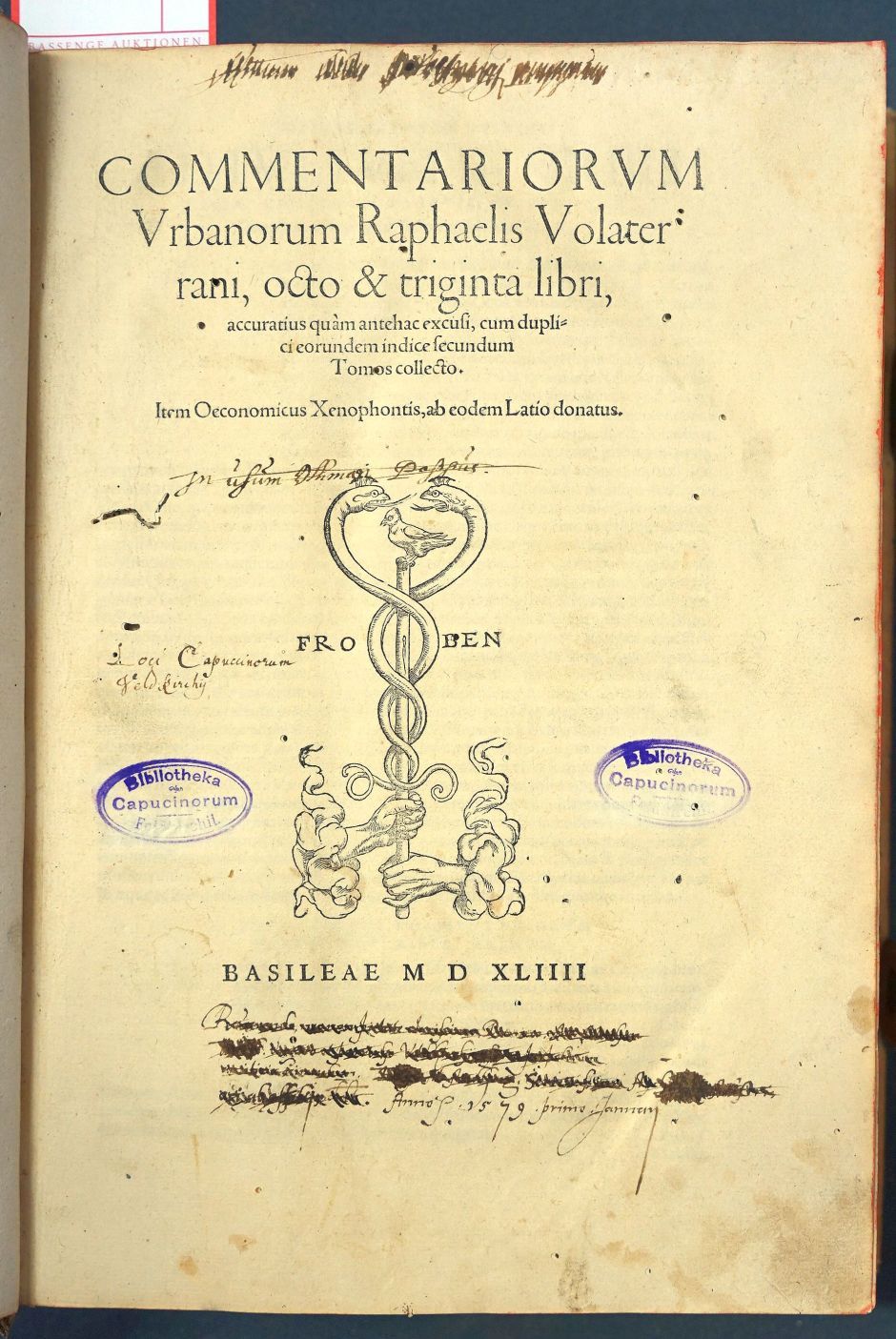 Lot 1147, Auction  115, Maffei, Raffaele, Commentariorum urbanorum Raphaelis Volaterrani