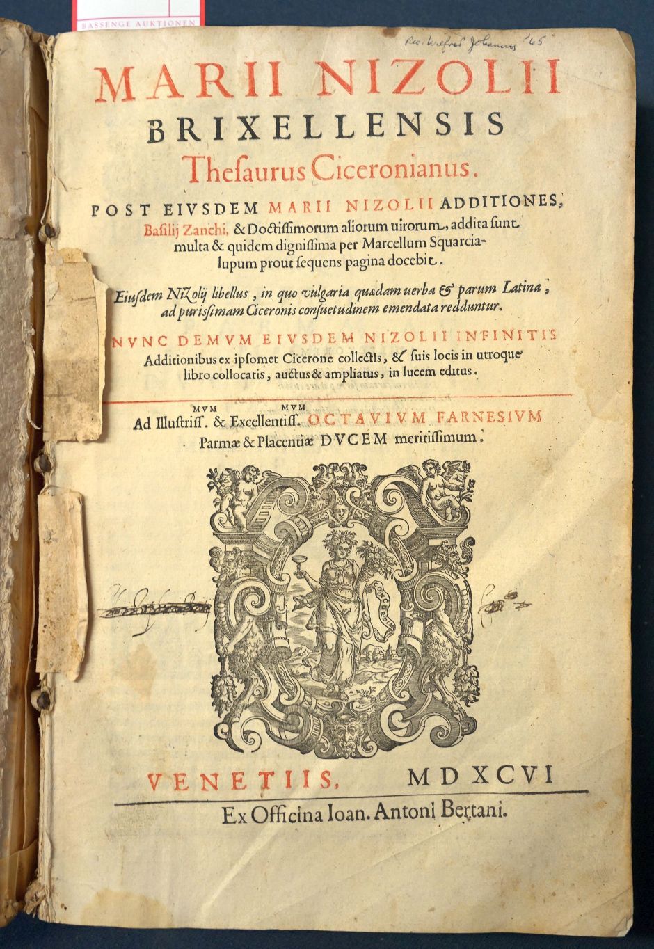 Lot 1160, Auction  115, Nizzoli, Mario, Thesaurus Ciceronianus