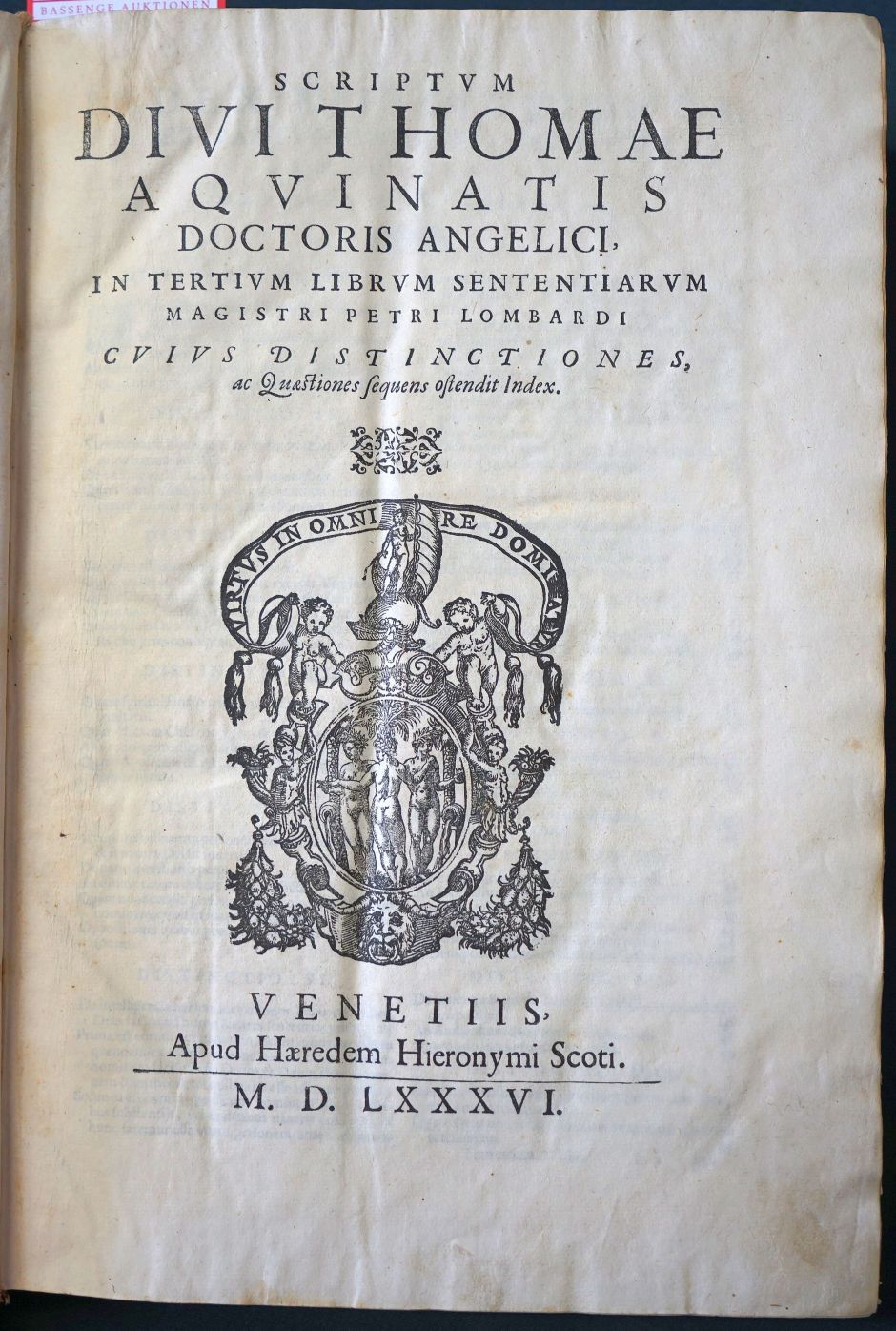 Lot 1201, Auction  115, Thomas von Aquin, Scriptum Divi Thomae Aquinatis