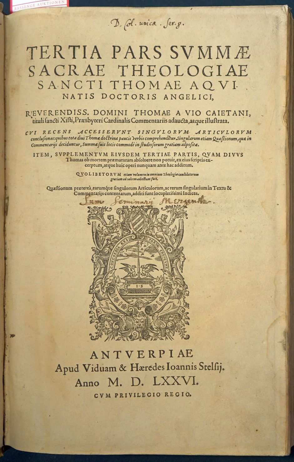 Lot 1205, Auction  115, Thomas von Aquin, Summa sacrae theologiae