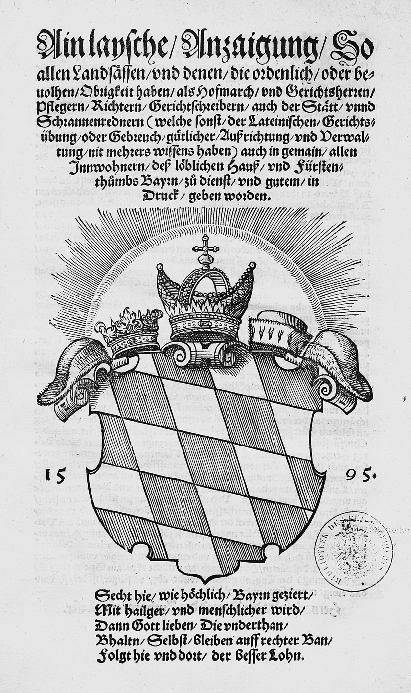 Lot 1216, Auction  115, Wilhelm IV., Herzog von Bayern, Laysche Anzaigung. Zweite Auflage. München, Adam Berg), 1595