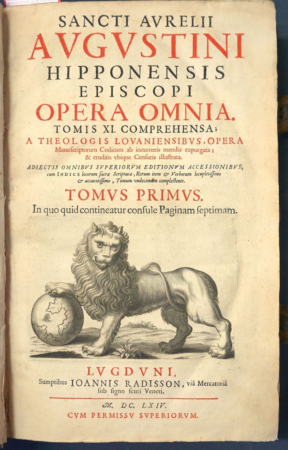 Lot 1250, Auction  115, Augustinus, Aurelius, Opera omnia